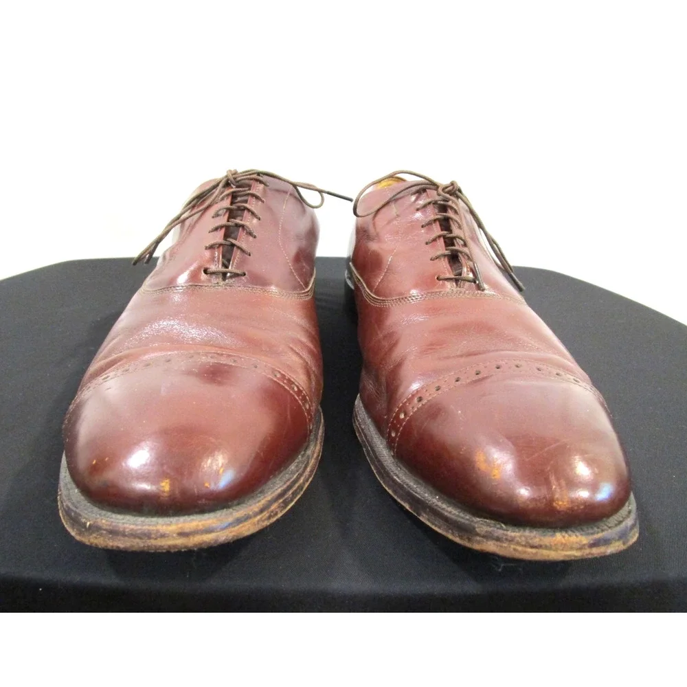 Allen Edmonds Fifth Avenue Brown Leather Cap Toe Oxford Shoes Men 15 D